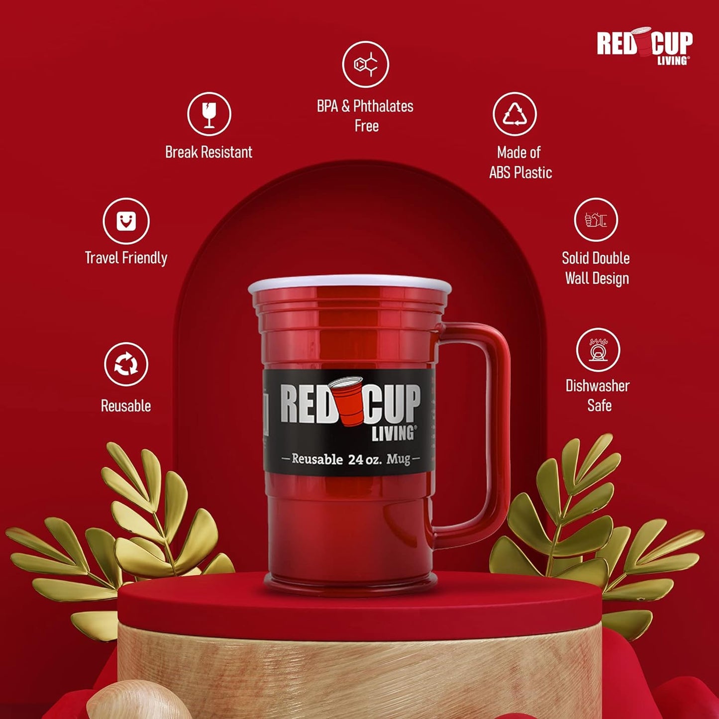 Red Cup Beer Party Mug | Unbreakable Reusable Drinking Supplies 24oz