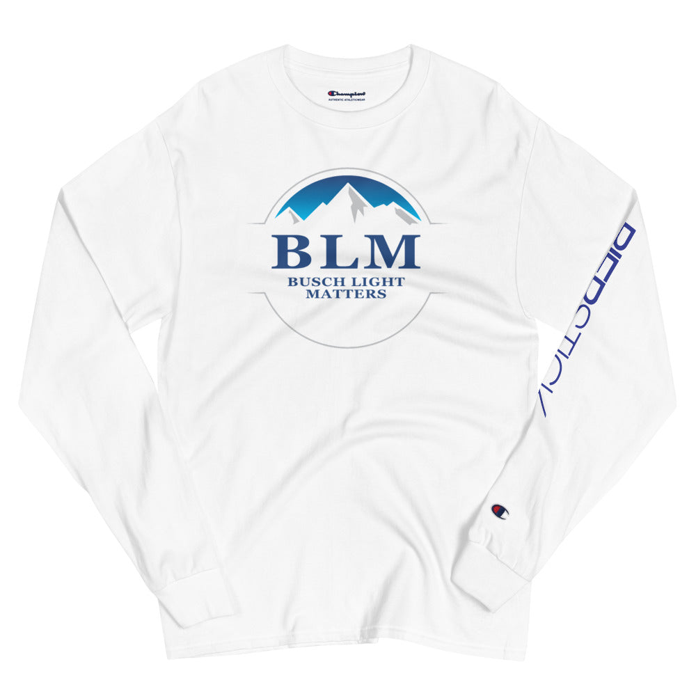 BLM Busch Light Matters Men's Champion Bierstick Long Sleeve Shirt