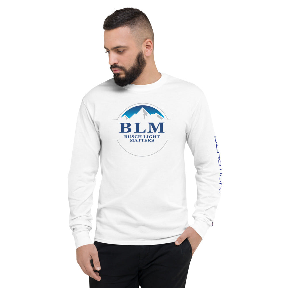 BLM Busch Light Matters Men's Champion Bierstick Long Sleeve Shirt